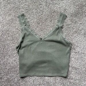 AMERICAN EAGLE CROPPED LACE ARMY GREEN TANK TOP (size medium) -gently used